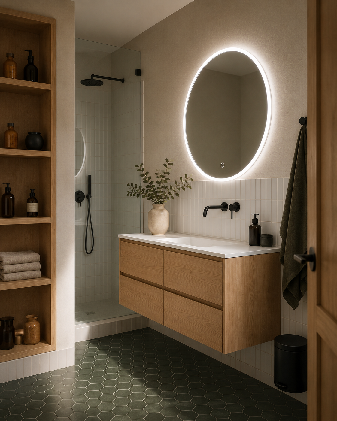Espejo LED Redondo Baño Touch Luz Blanca 60 cm