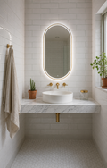 Espejo LED Ovalado Baño Marco Dorado Touch 80x60 cm