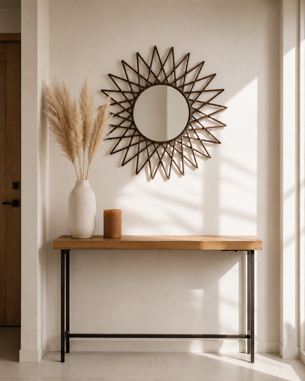 Espejo Decorativo Sol Redondo Metal 80 cm