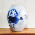 Jarrón florero cerámico flor azul