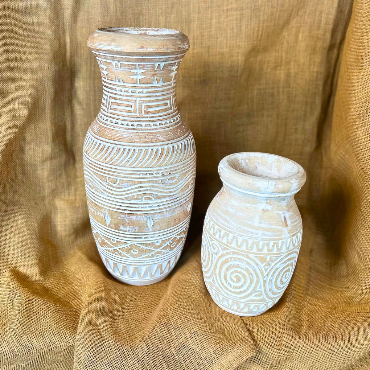 Jarrón antiguo Aristarco madera Beige 50cm