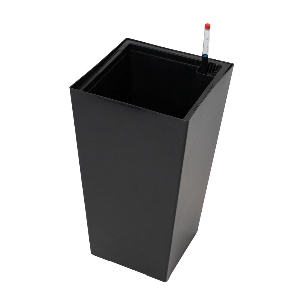 Macetero Pirineos PVC Autorregante cuadrado negro 30 x 55cm