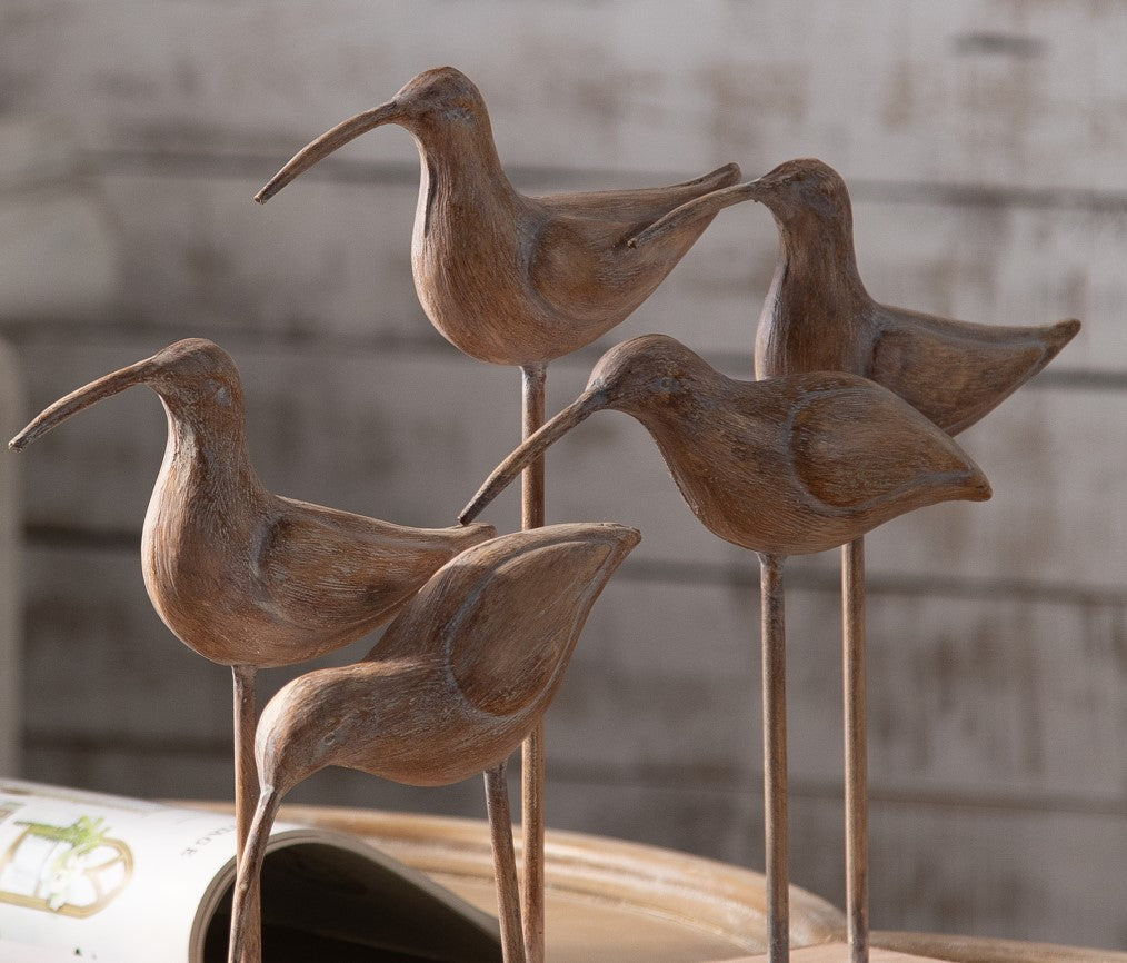 Familia Aves las Bandurrias Madera y fierro Natural 46 x 10 x 35cm