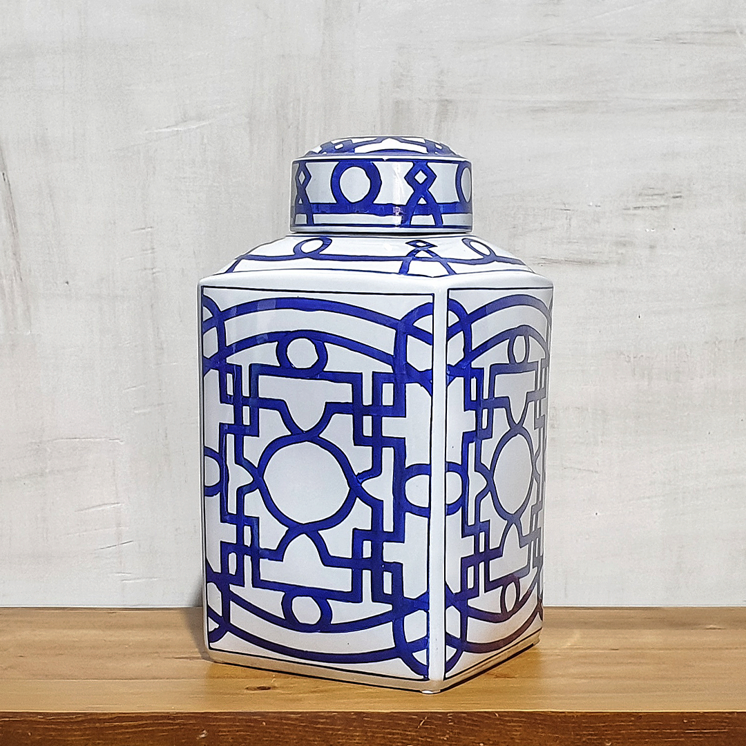 Potiche Cerámico Diseño Azul