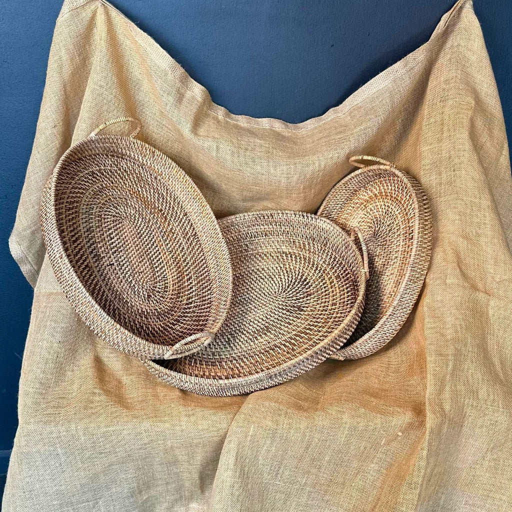 Set 3 Bandejas Kozur Ratán Natural Tejido a Mano