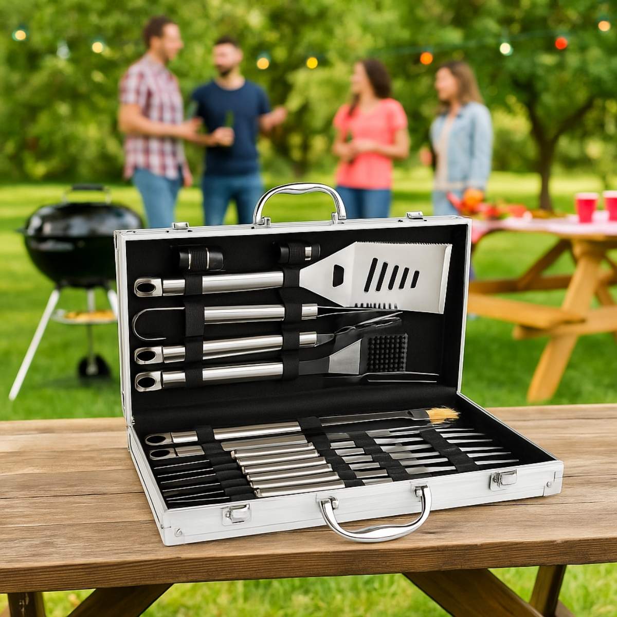 Deluxe BBQ Set Metálico de 24 piezas