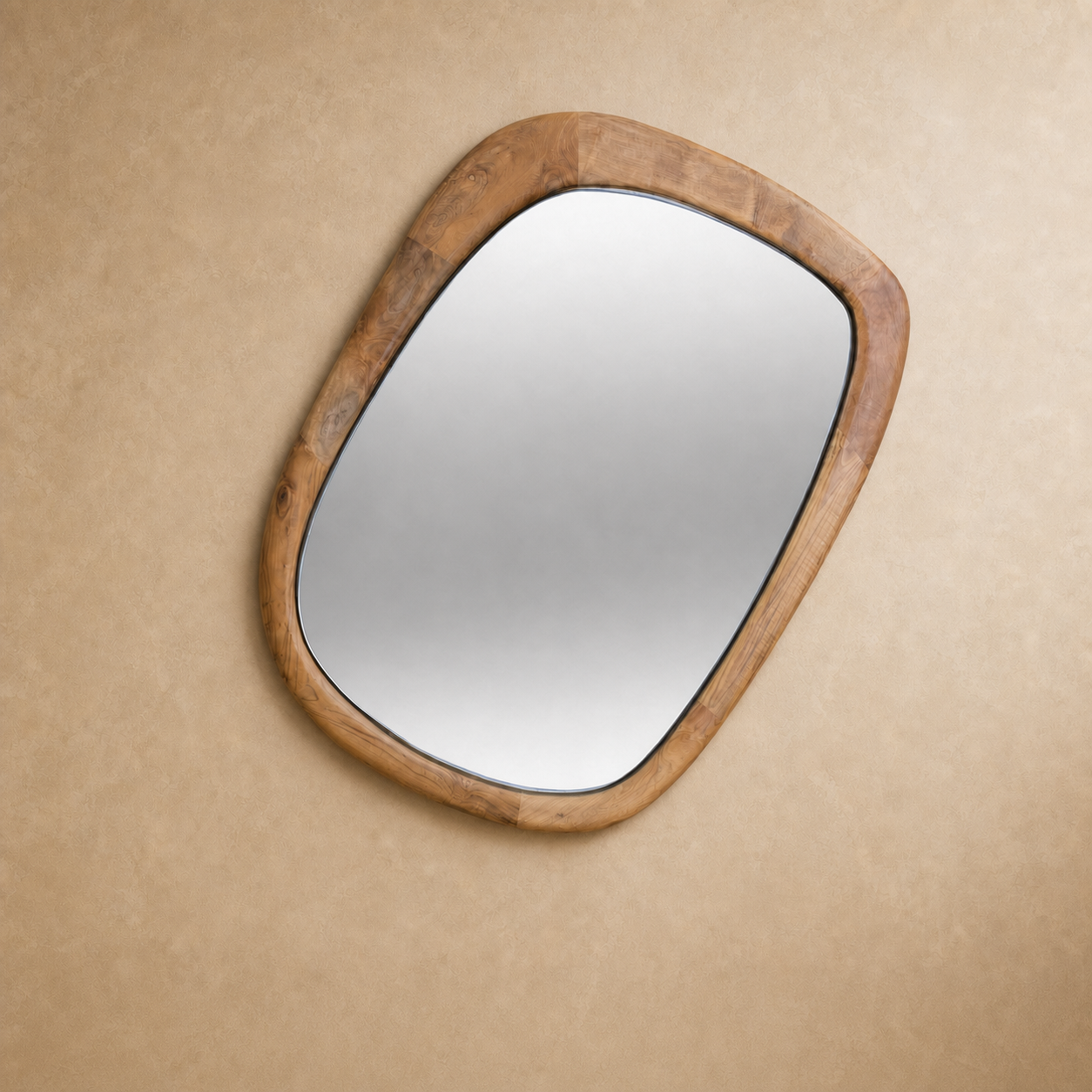 Espejo de Muro Orella de madera de teca