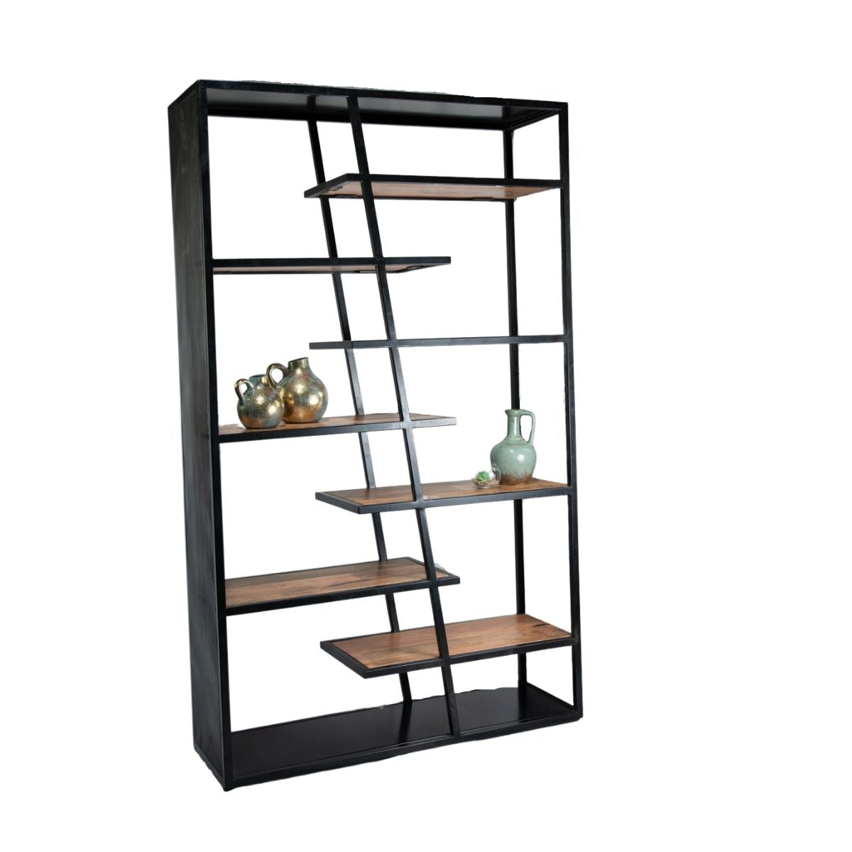 Estante 8 repisas madera de mango y metal 120x40x180cm