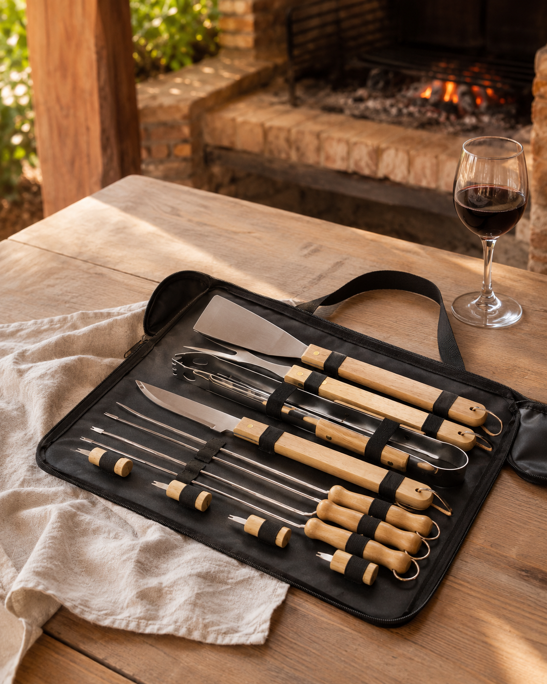 Set de BBQ con 10 Herramientas Estuche Negro