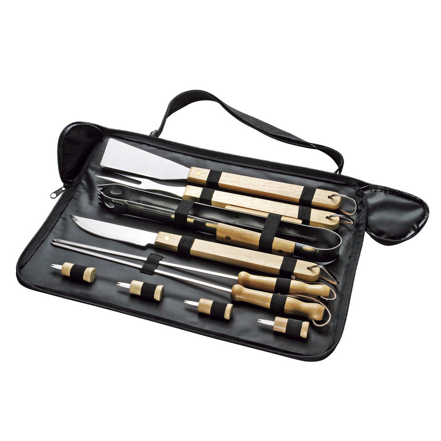 Set de BBQ con 10 Herramientas Estuche Negro