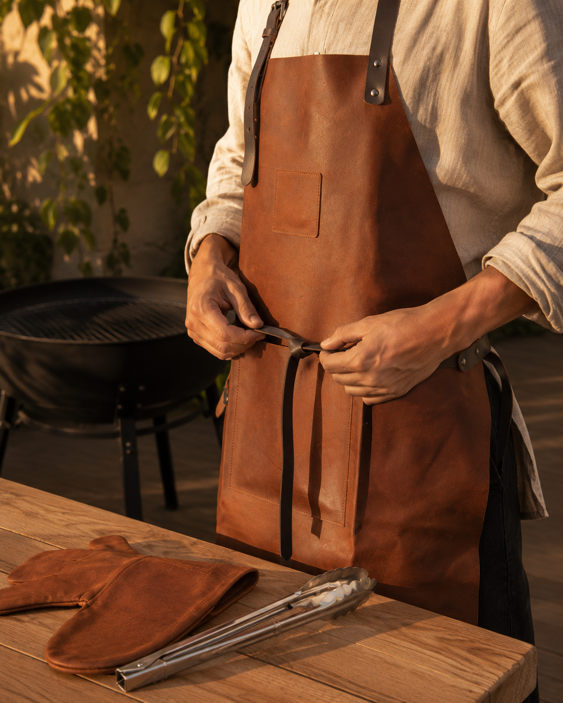 Set Asador de Cuero de Búfalo