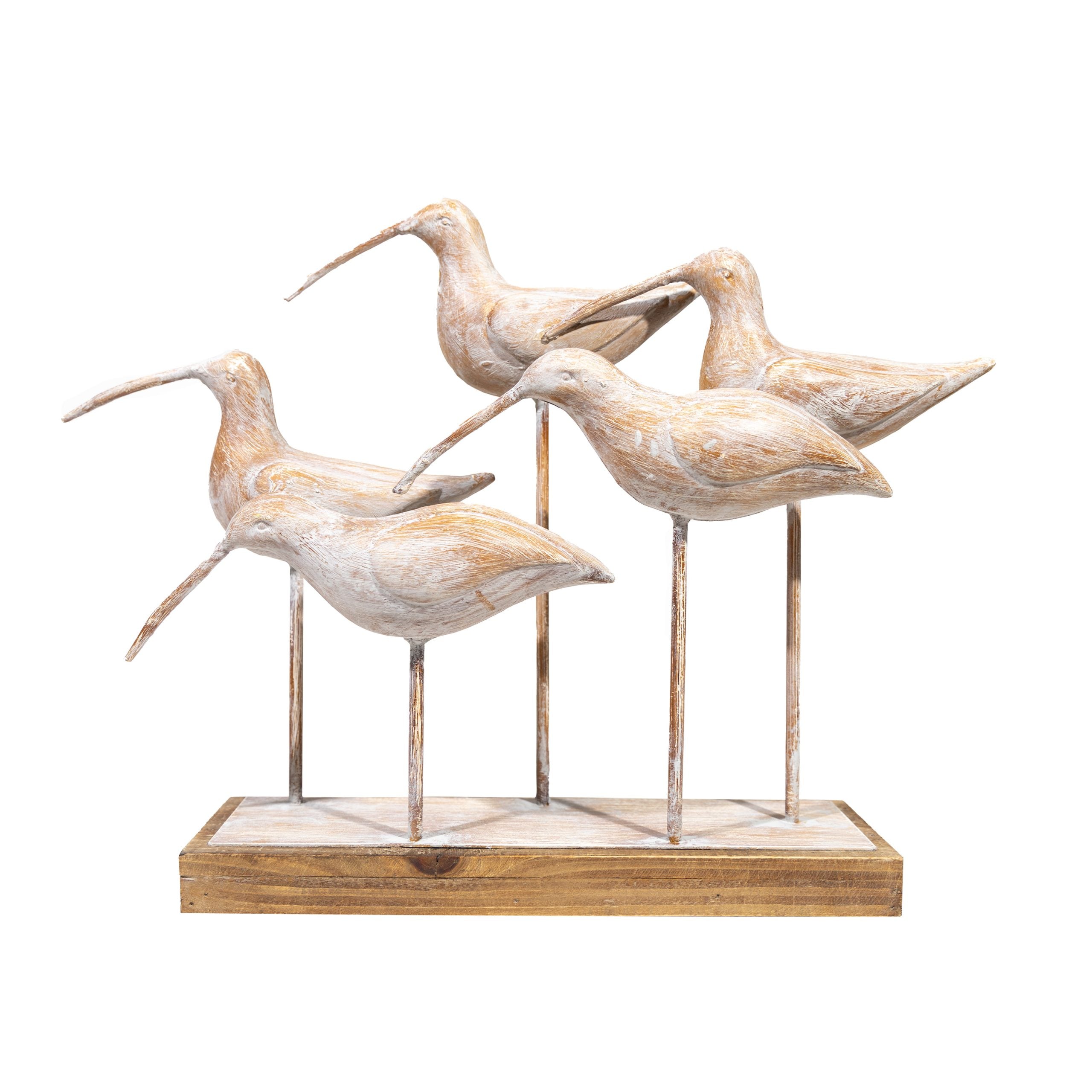 Familia Aves las Bandurrias Madera y fierro Natural 46 x 10 x 35cm