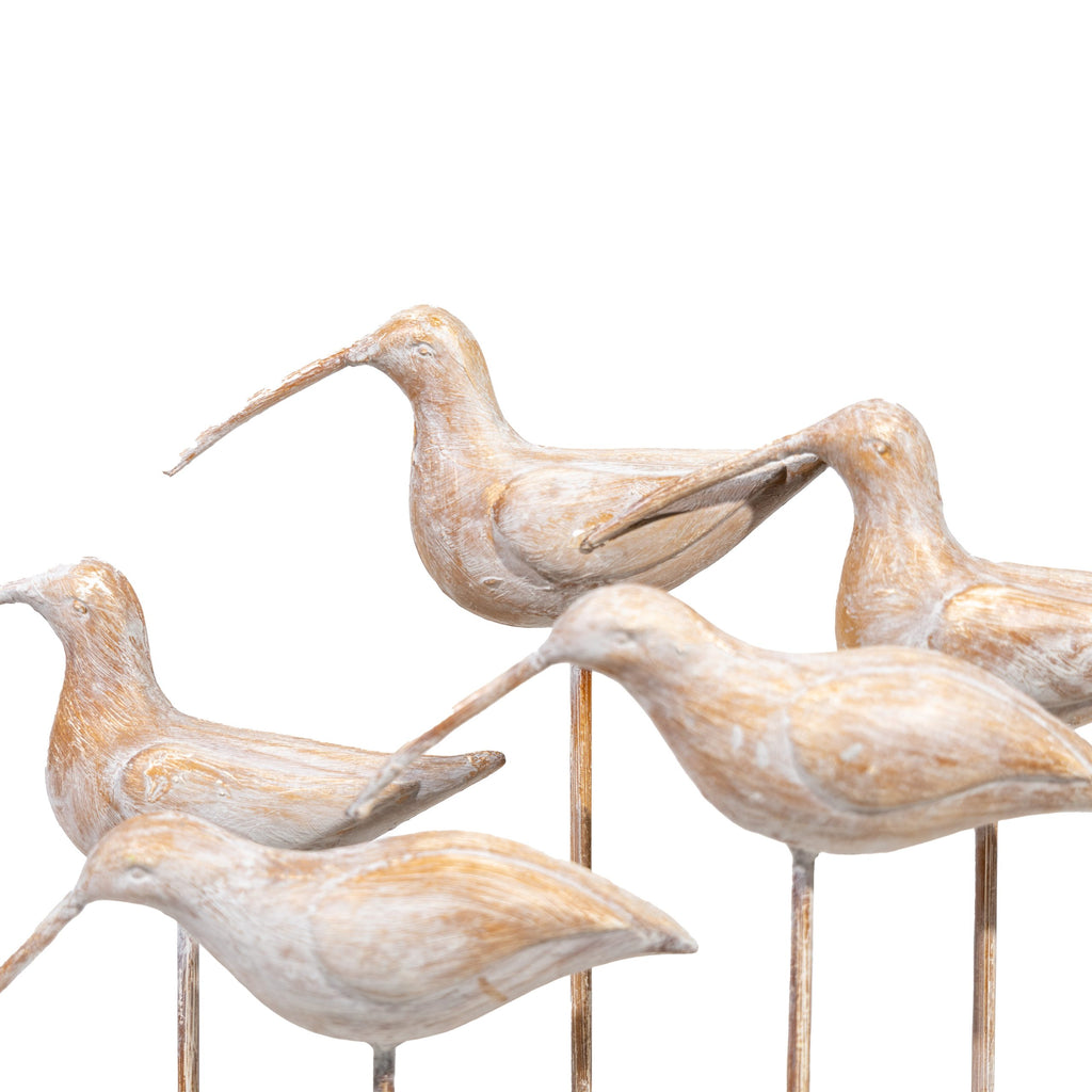 Familia Aves las Bandurrias Madera y fierro Natural 46 x 10 x 35cm