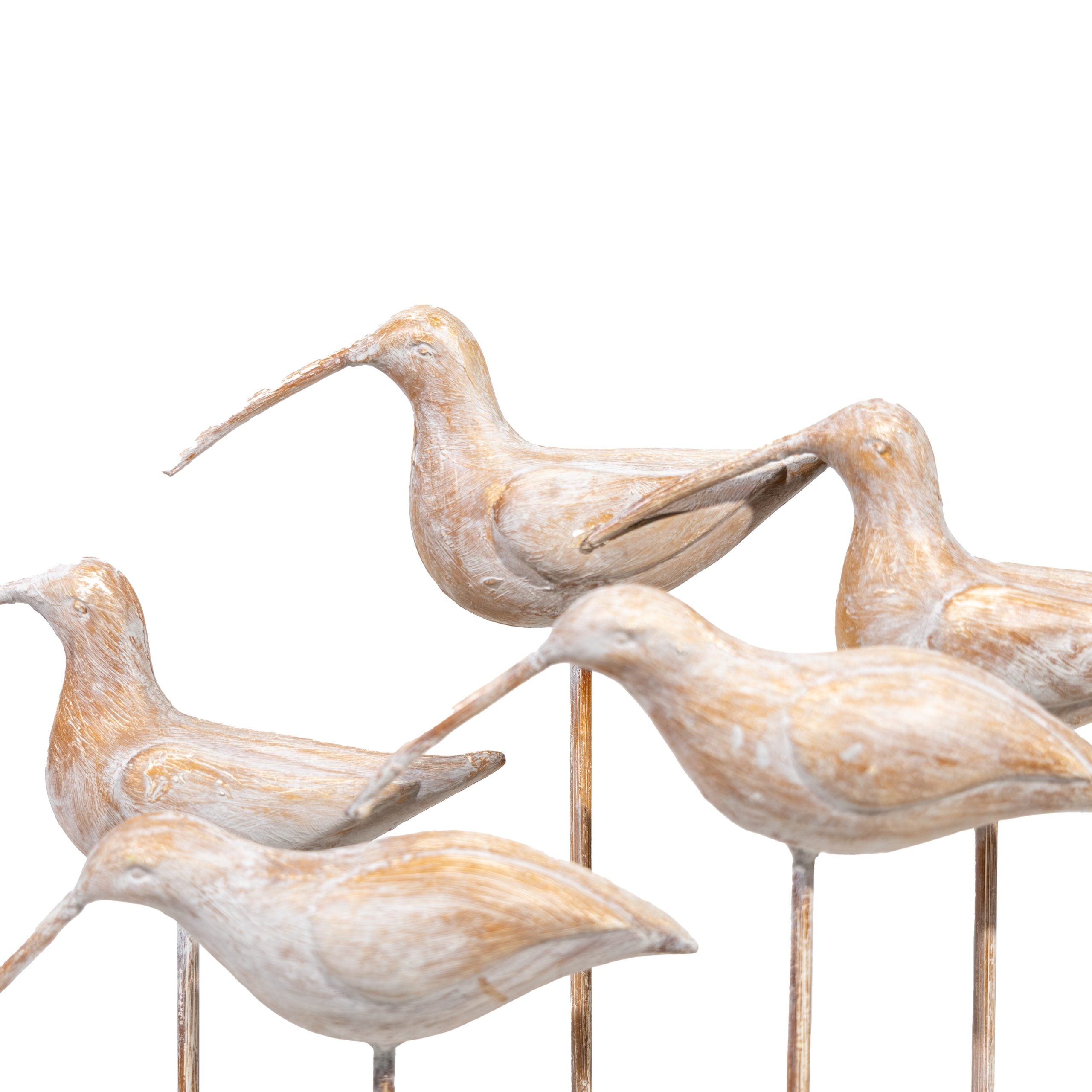 Familia Aves las Bandurrias Madera y fierro Natural 46 x 10 x 35cm
