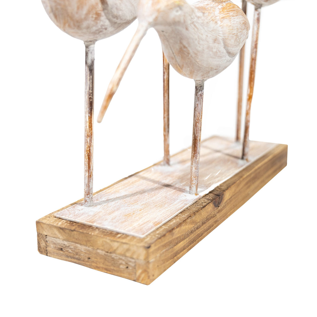 Familia Aves las Bandurrias Madera y fierro Natural 46 x 10 x 35cm
