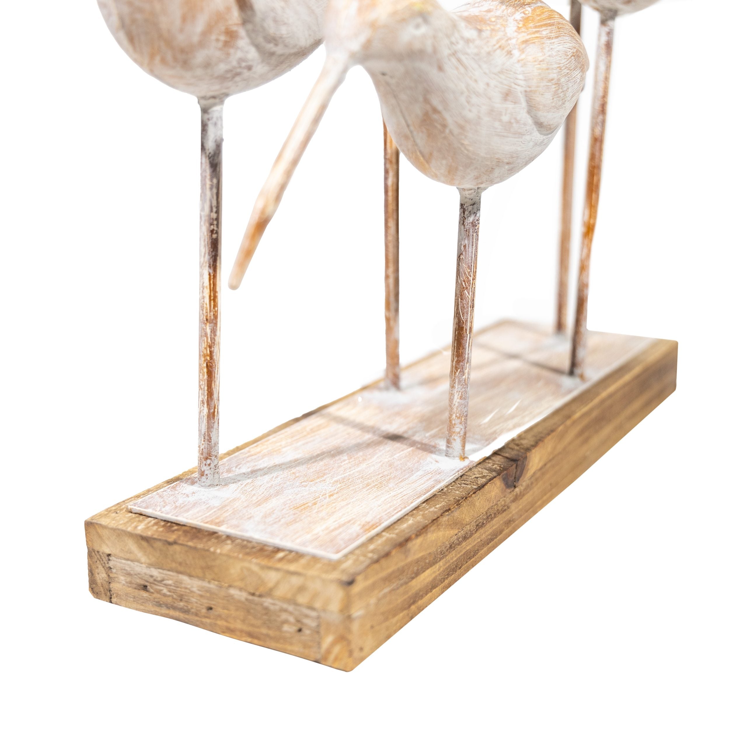 Familia Aves las Bandurrias Madera y fierro Natural 46 x 10 x 35cm