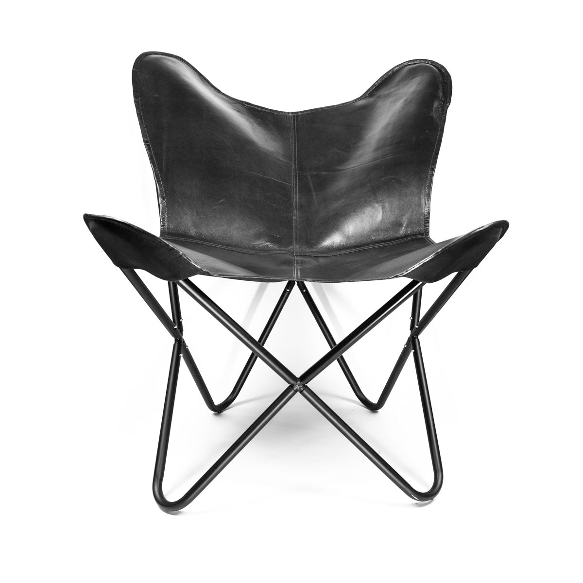 Silla mariposa de cuero negro