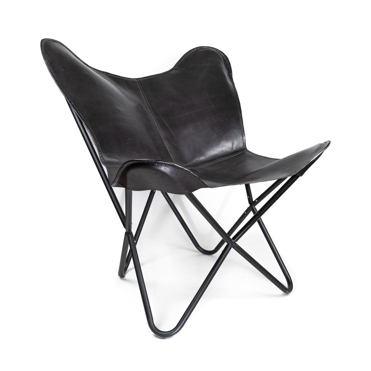 Silla mariposa de cuero negro