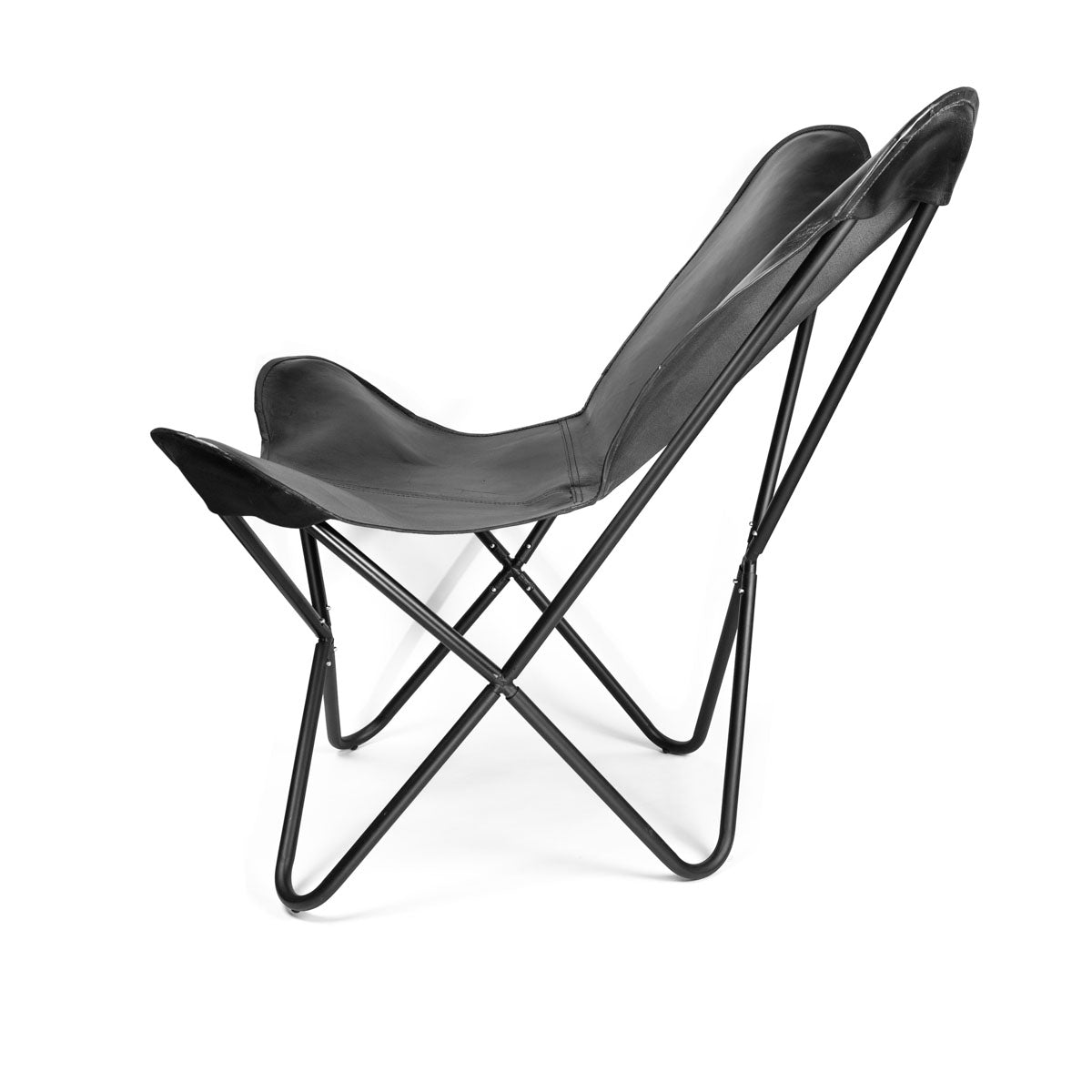 Silla mariposa de cuero negro