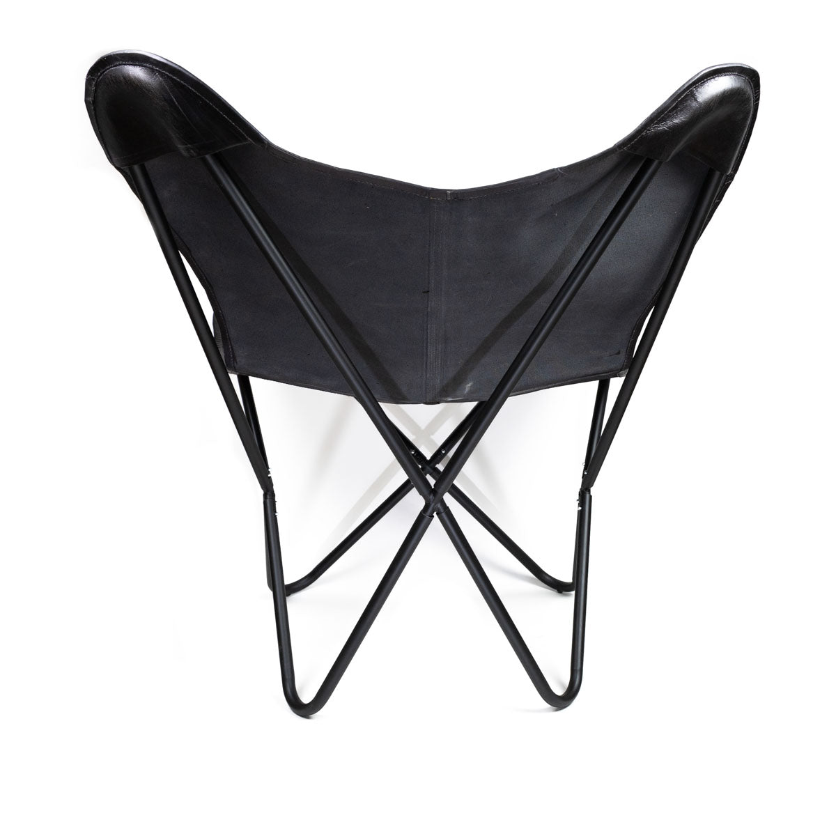 Silla mariposa de cuero negro