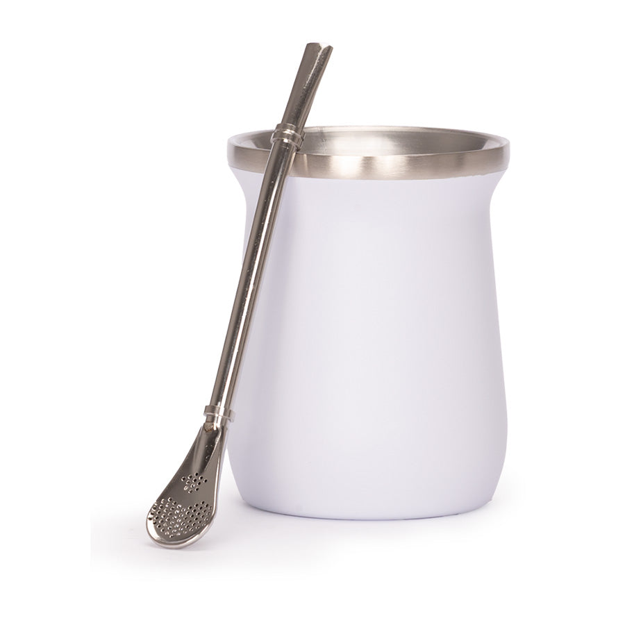 Vaso Térmico "Mate" Doble Pared con Bombilla