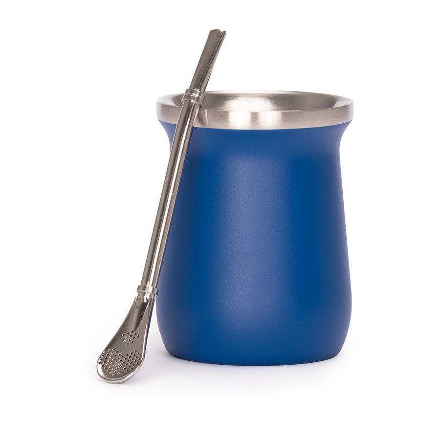 Vaso Térmico "Mate" Doble Pared con Bombilla