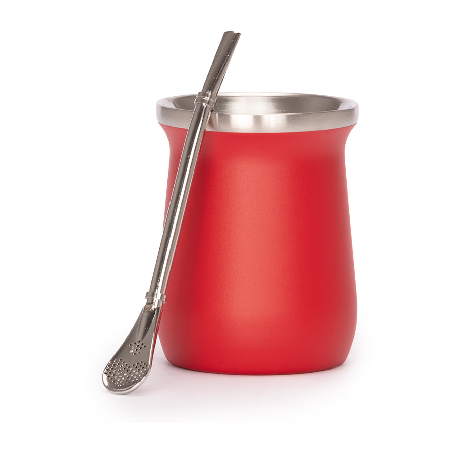 Vaso Térmico "Mate" Doble Pared con Bombilla