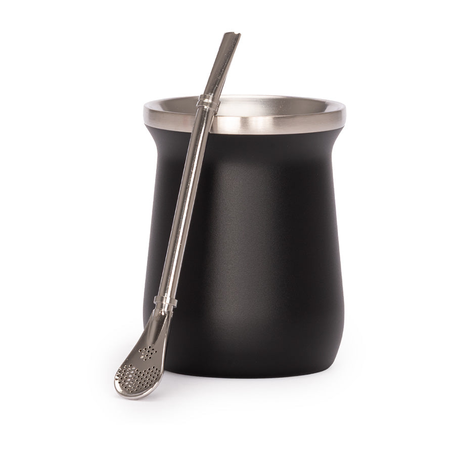 Vaso Térmico "Mate" Doble Pared con Bombilla