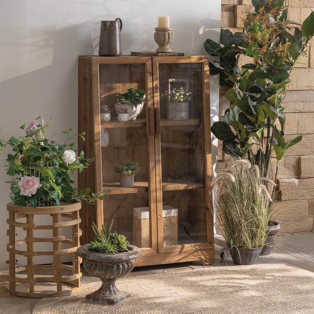 Arrimo Toscana de Madera Natural con Puertas de Vidrio