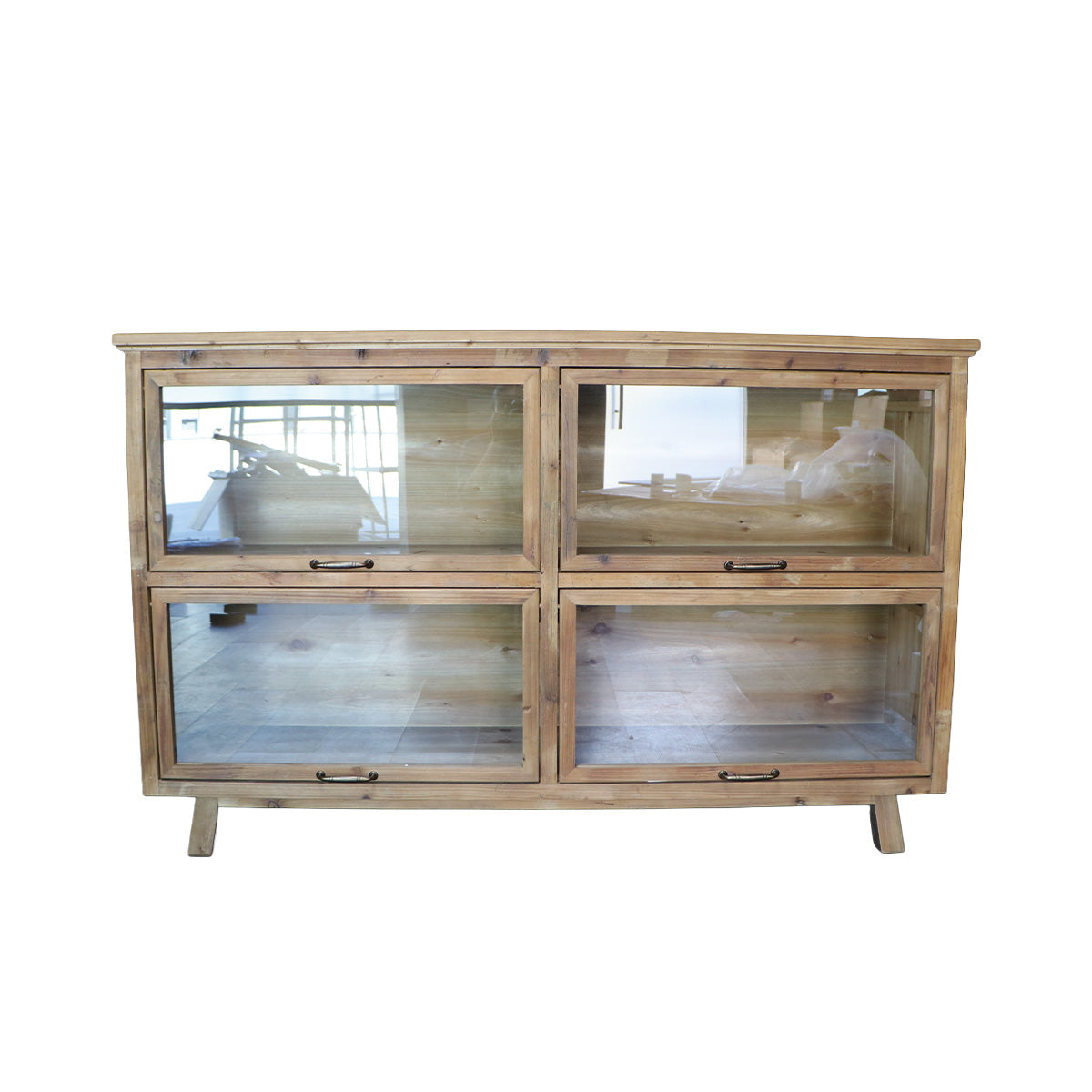 Arrimo Sixtino Grande de Madera Natural con 4 Puertas de Vidrio