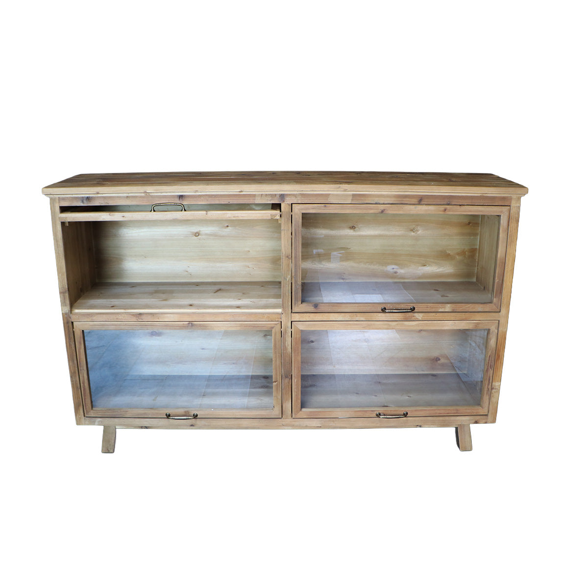 Arrimo Sixtino Grande de Madera Natural con 4 Puertas de Vidrio