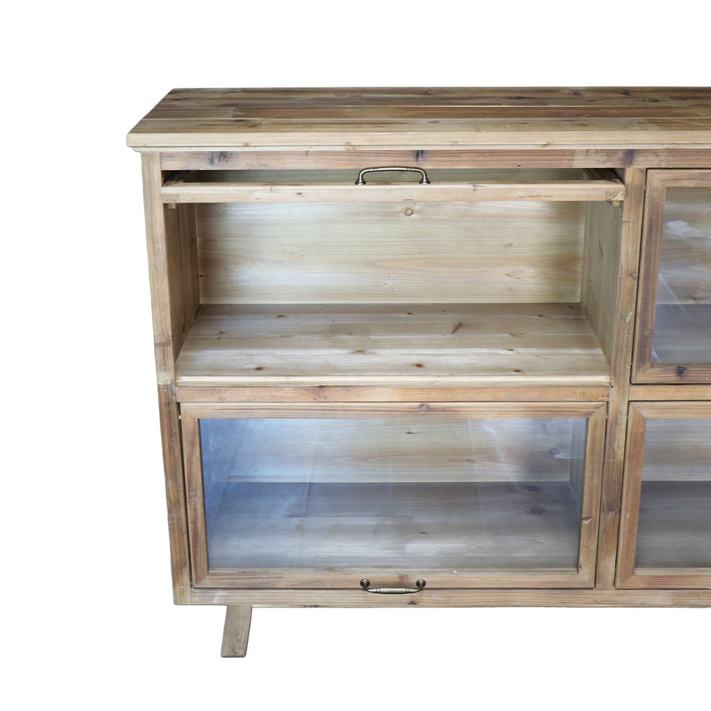 Arrimo Sixtino Grande de Madera Natural con 4 Puertas de Vidrio