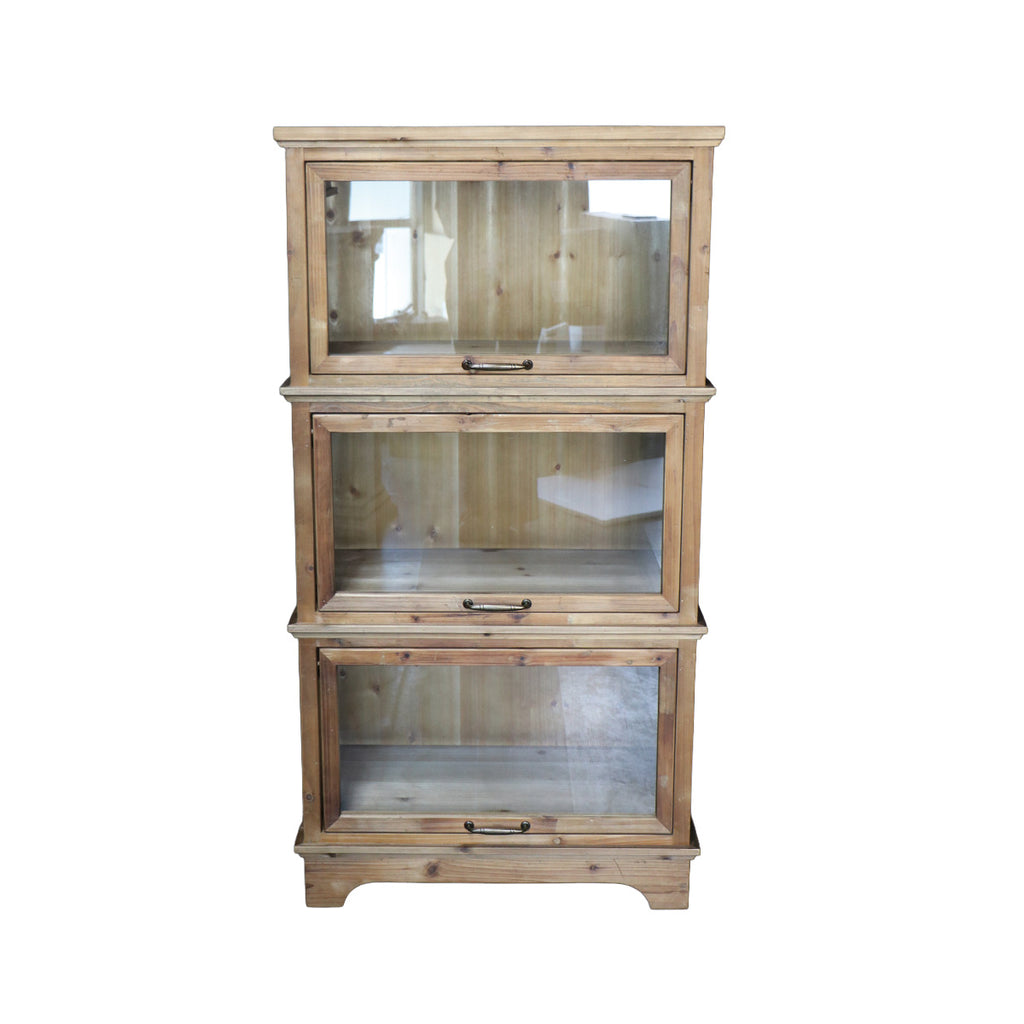 Arrimo Margutta Alto de Madera Natural con Puertas de Vidrio
