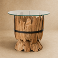 Mesa Lateral Renda de madera y cristal