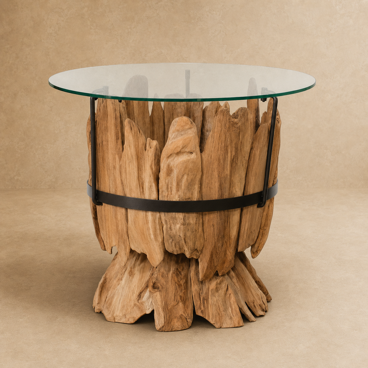 Mesa Lateral Renda de madera y cristal