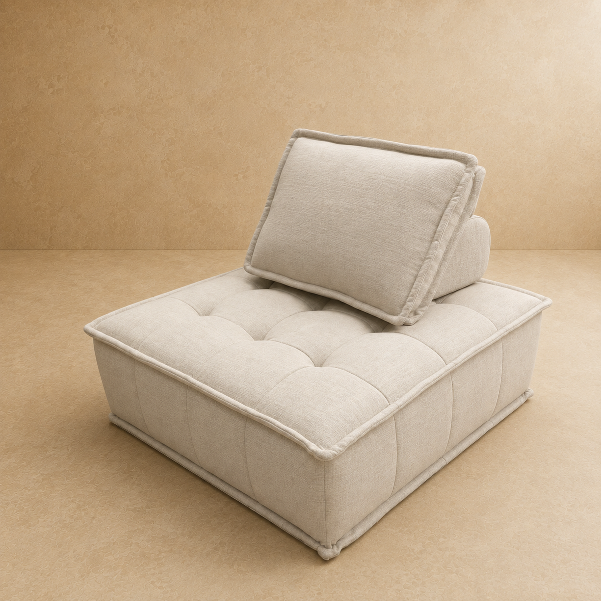 Sofá Square de Lino y Algodón Beige 1 Cuerpo 102 x 102 x 85 cm