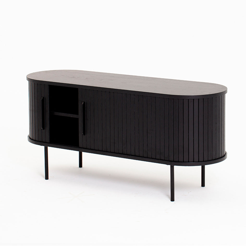 Buffet bajo Oslo de puerta corredera negro