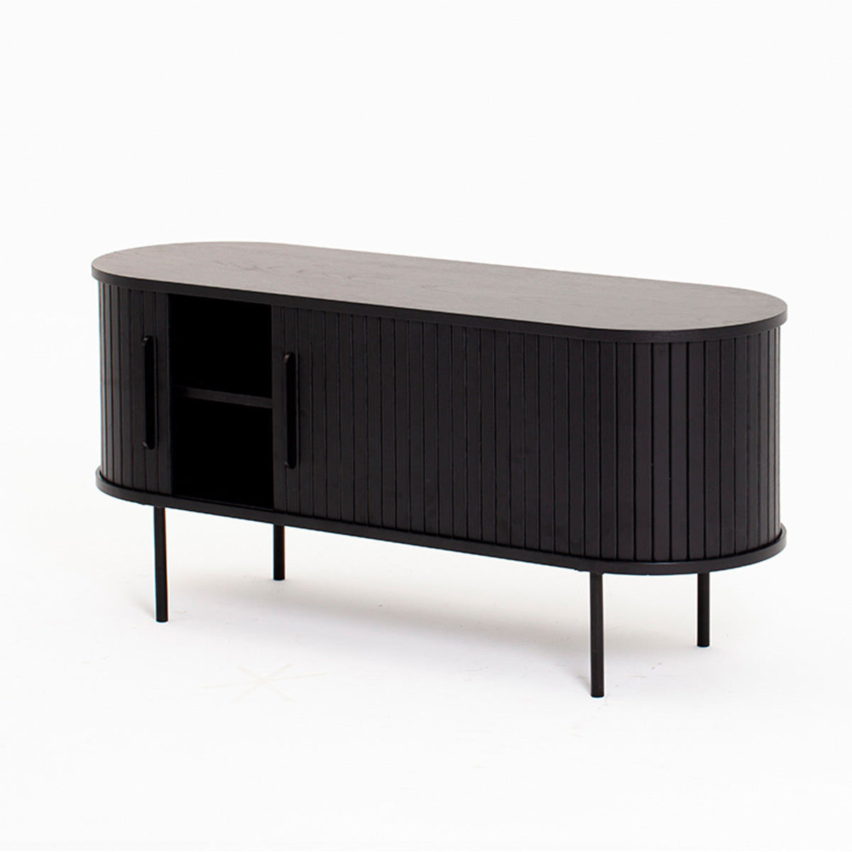 Buffet bajo Oslo de puerta corredera negro