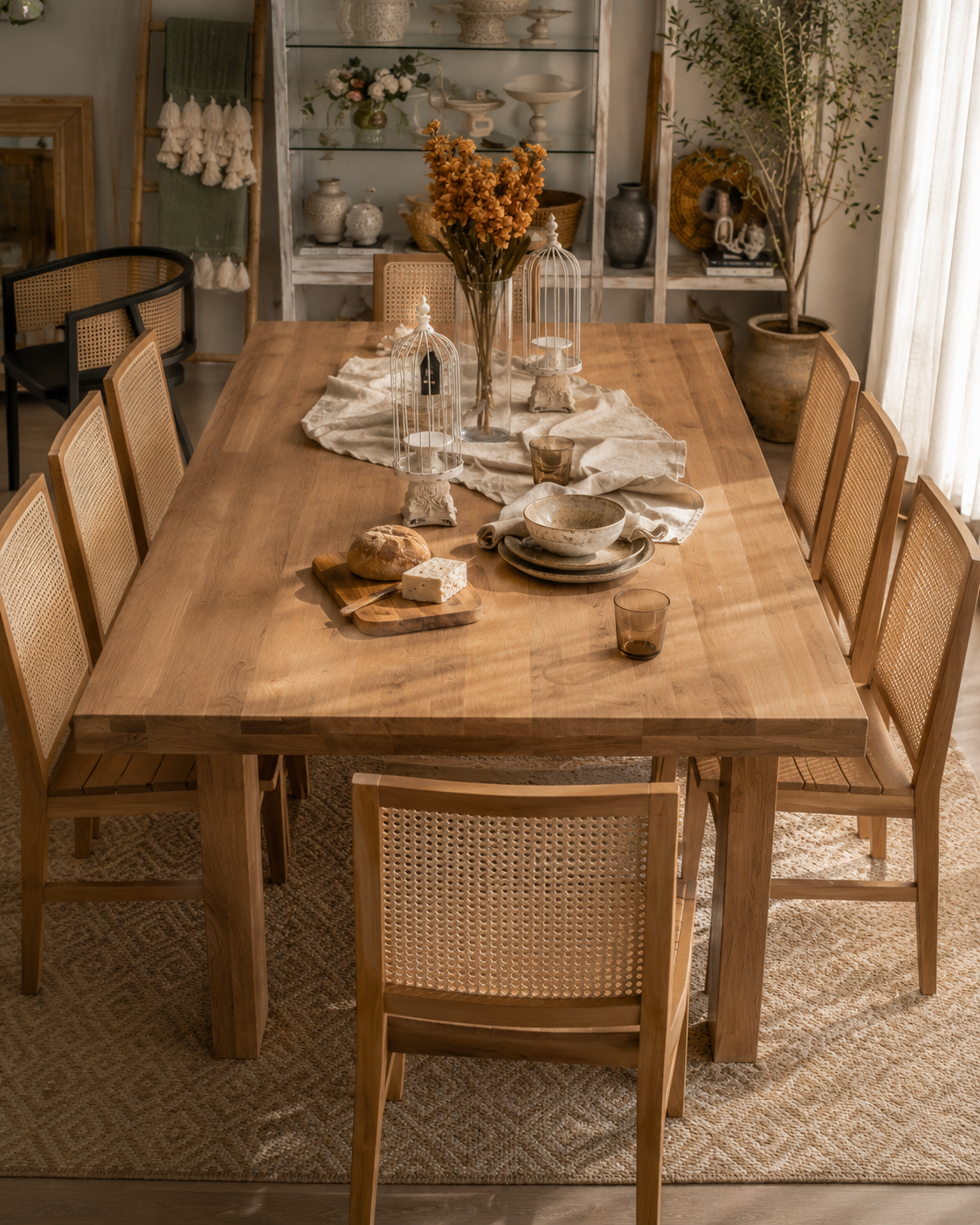 MESA COMEDOR ROBERTO RECTANGULAR MADERA FRESNO NATURAL , 200X110X75CM