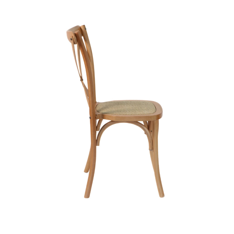 Silla Cruceta de Madera de Haya y Ratán Natural