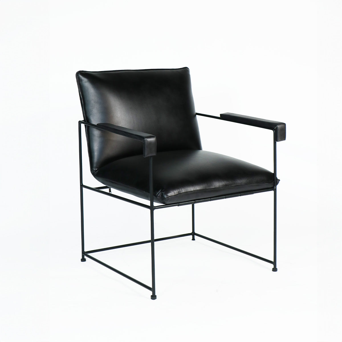 Sitial de cuero Borja Negro 58 x 69 x 84cm