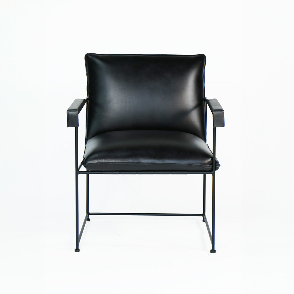 Sitial de cuero Borja Negro 58 x 69 x 84cm
