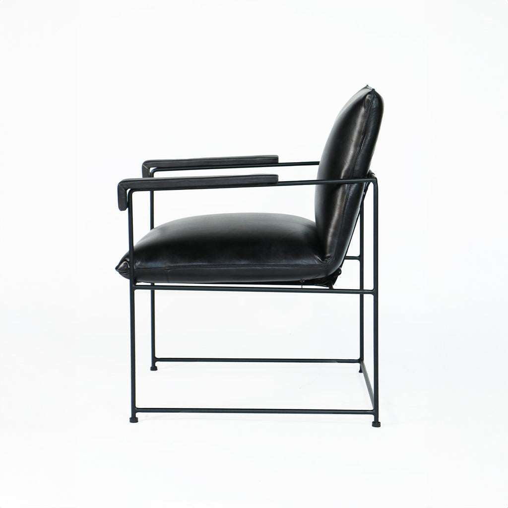 Sitial de cuero Borja Negro 58 x 69 x 84cm