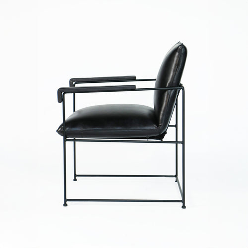 Sitial de cuero Borja Negro 58 x 69 x 84cm