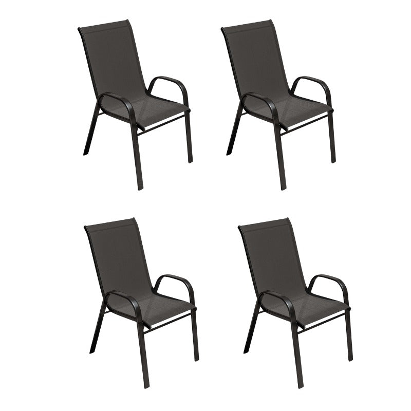 PACK 4 Silla Rinconada de fierro y malla textileno color negro