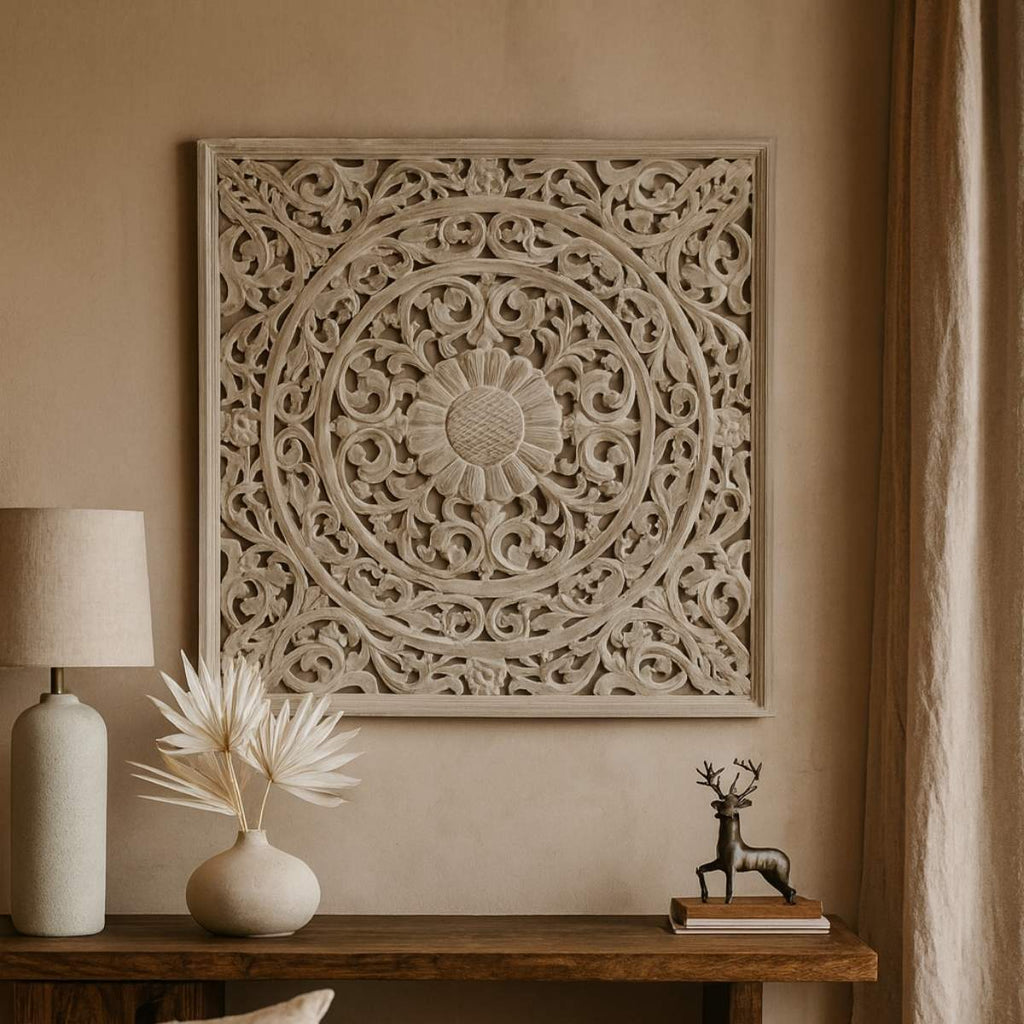 Panel cuadrado de pared tallado 120 x 120 cm
