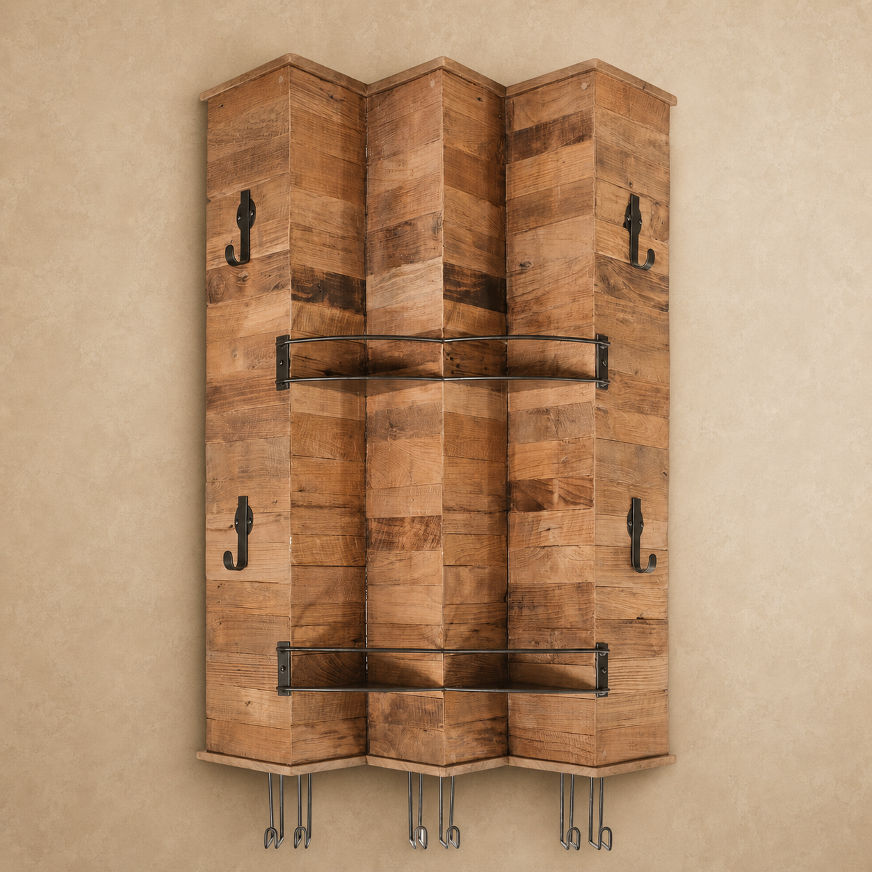 Rack de Muro para Vinos Barina de madera de teca