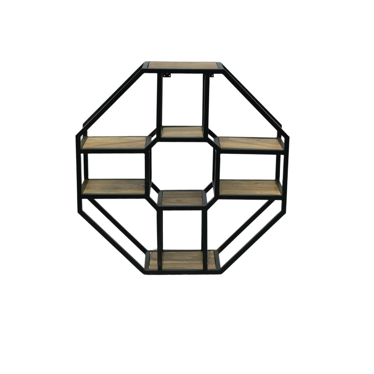 Repisa octogonal madera de mango y metal 90x30x90cm