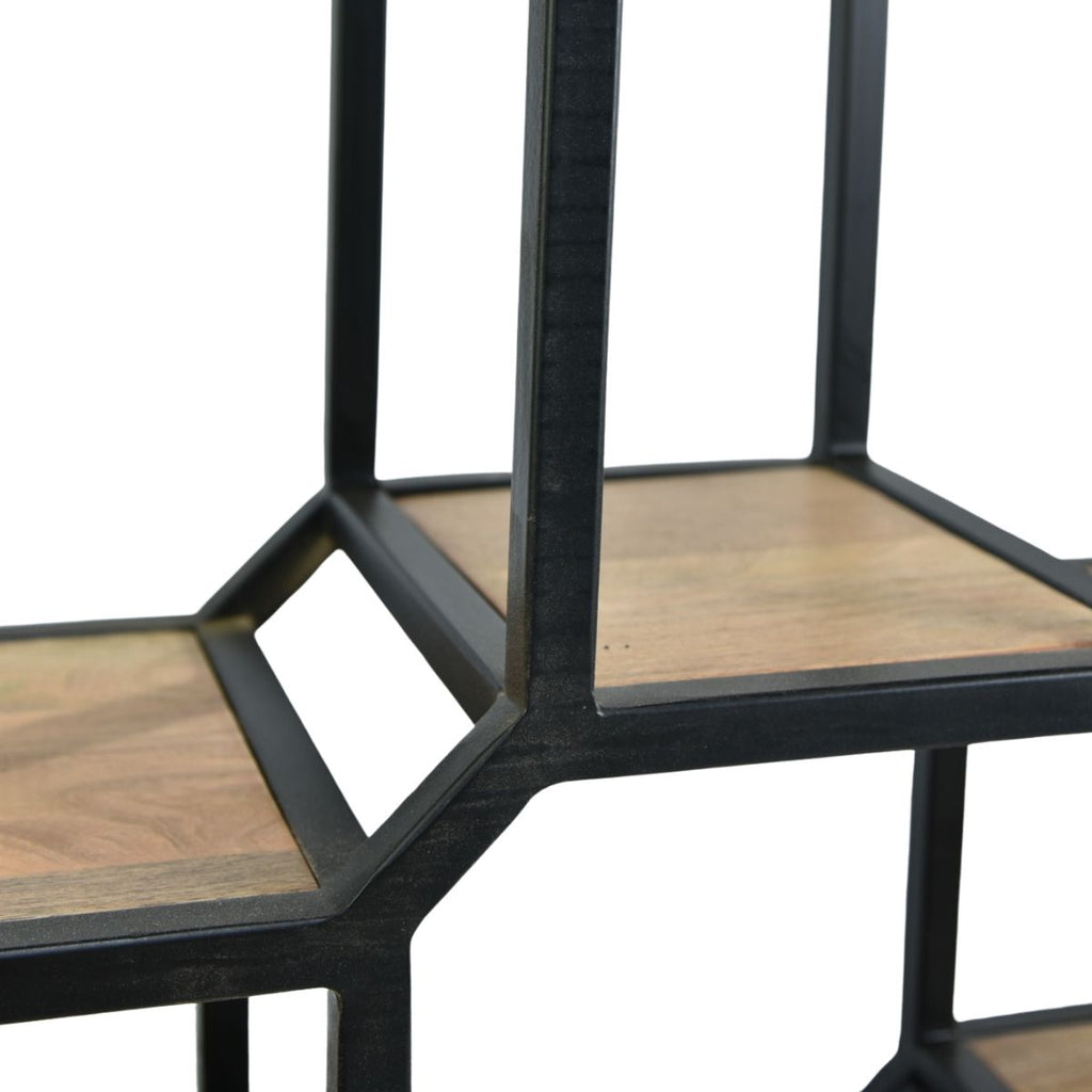 Repisa octogonal madera de mango y metal 90x30x90cm