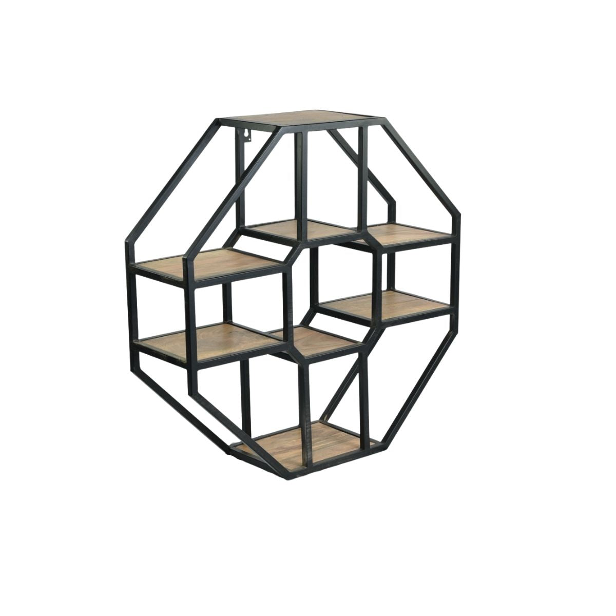 Repisa octogonal madera de mango y metal 90x30x90cm